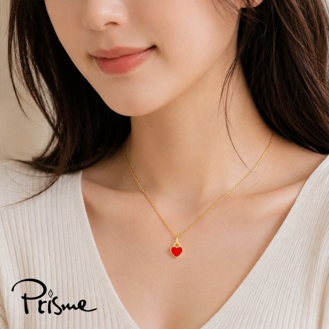 【Prisme Gold】戀戀紅心黃金墜項鍊(約0.05錢+-0.02) 贈黃金方糖戒指(約0.008錢) image