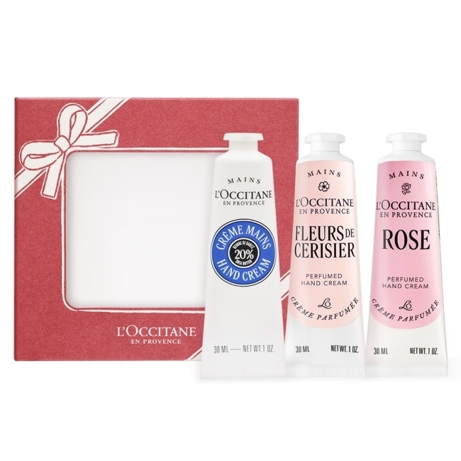 L’OCCITANE 歐舒丹 熱銷三入護手霜禮盒組(30mlX3)[乳油木+櫻花+玫瑰]-專櫃公司貨