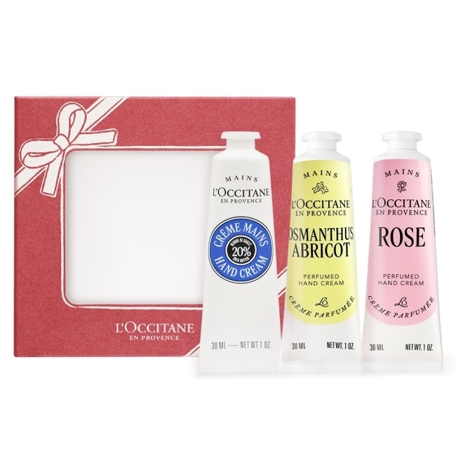 L’OCCITANE 歐舒丹 熱銷三入護手霜禮盒組(30mlx3)[乳油木+桂花杏桃+玫瑰]-專櫃公司貨