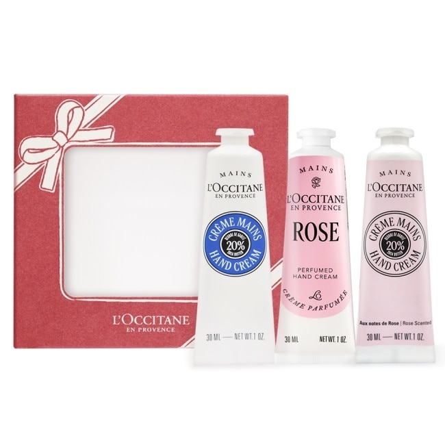 L’OCCITANE 歐舒丹 熱銷三入護手霜禮盒組(30mlx3)[乳油木+玫瑰+乳油木玫瑰]-專櫃公司貨