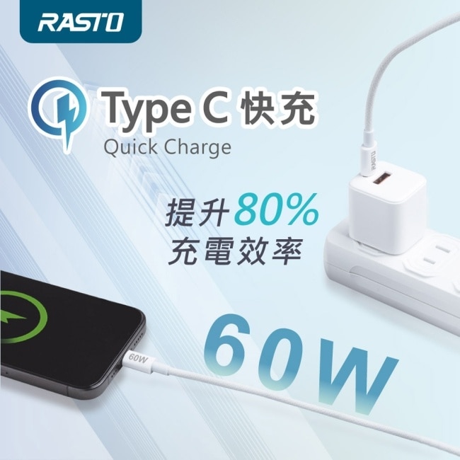RASTO RX75 原廠質感60W Type C to C 編織快充傳輸線-1.5M image