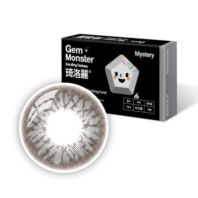 GEM MONSTER - 琦洛麗矽水膠月拋隱形眼鏡1片裝(璀璨秘密灰) 0.00
