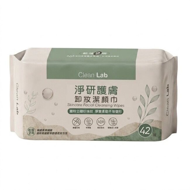 Clean Lab淨研 護膚卸妝洗臉巾42抽-箱購 image