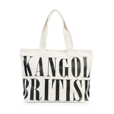 KANGOL - KANGOL字母LOGO大側背包-米白