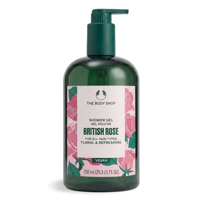 THE BODY SHOP 英皇玫瑰嫩膚沐浴膠(750ml)-國際航空版