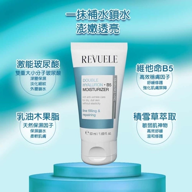 REVUELE瑞膚露 雙重玻尿酸B5保濕彈潤乳液50ml