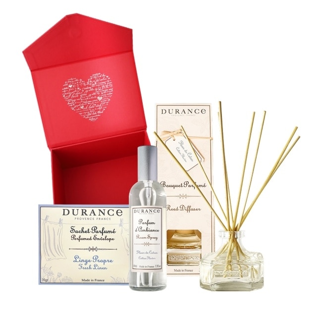 DURANCE朵昂思 棉花田居家香氛禮盒(擴香組100ml+香氛噴霧100ml+清新亞麻香封10g)-專櫃公司貨