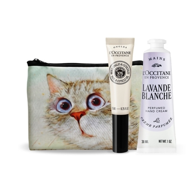 L’OCCITANE 歐舒丹 法式奢華手部養護組[護手霜+指緣油+貓咪零錢包]-白薰衣草+指緣油-專櫃公司貨 image