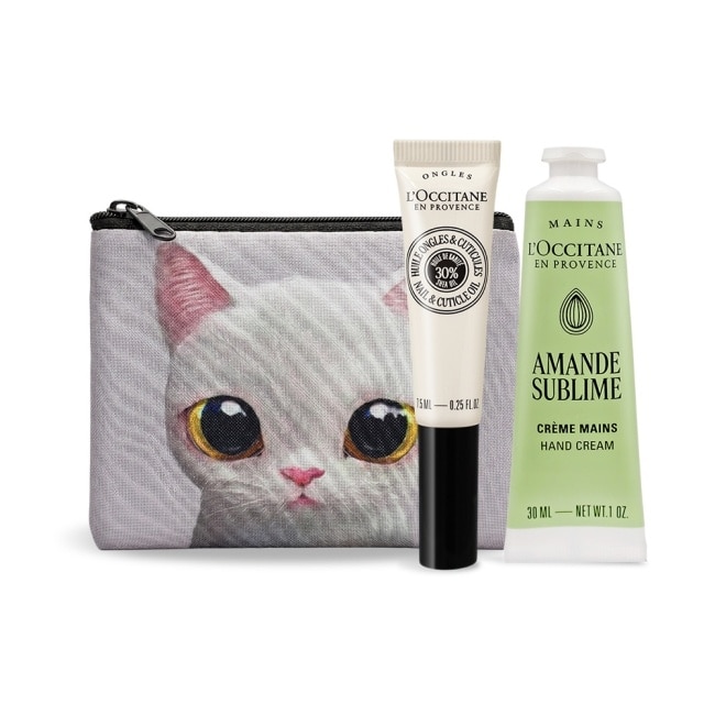 L’OCCITANE 歐舒丹 法式奢華手部養護組[護手霜+指緣油+貓咪零錢包]-杏仁+指緣油-專櫃公司貨 image