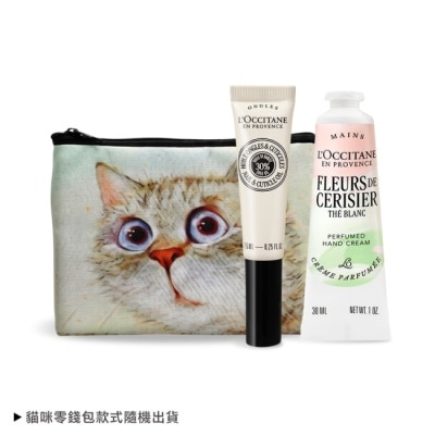 L’OCCITANE 歐舒丹 - L’OCCITANE 歐舒丹 法式奢華手部養護組[護手霜+指緣油+貓咪零錢包]-白茶櫻花+指緣油-專櫃公司貨
