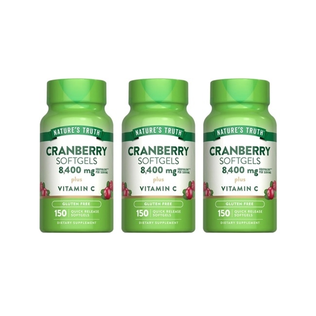 綠萃淨 50倍蔓越莓plus維生素C+E軟膠囊x3瓶組(150粒/瓶)