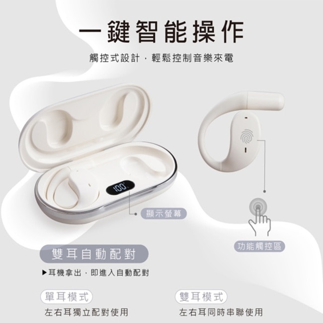 E-books SS71 開放式氣傳導數顯藍牙6.0耳機
