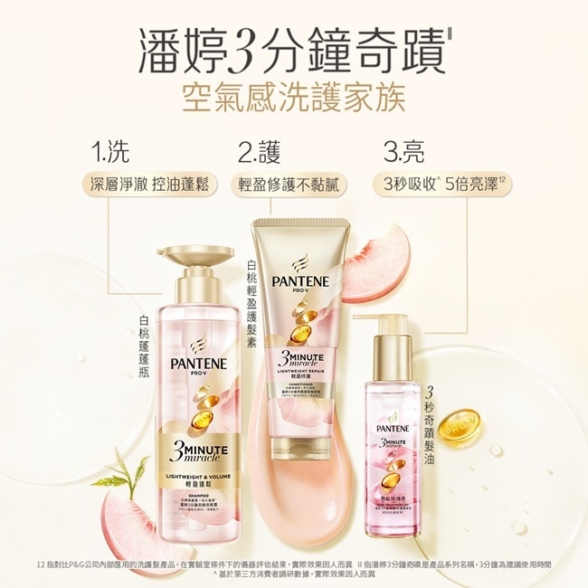 潘婷3 MINUTE MIRACLE輕盈白桃護髮180ML image