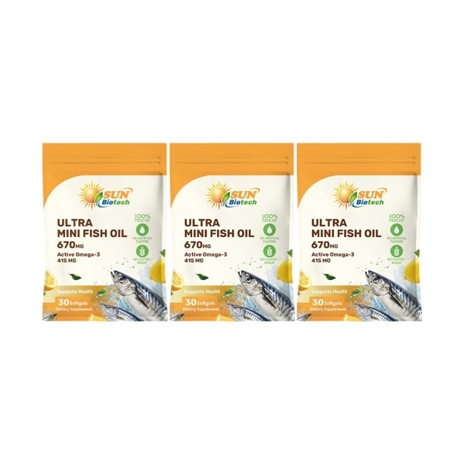 Sun日落恩賜 超純淨迷你魚油軟膠囊x3袋組(30粒/袋)