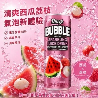 NULIFE生活 - 生活泡沫氣泡果汁西瓜荔枝風味330ml 12入-箱購 image