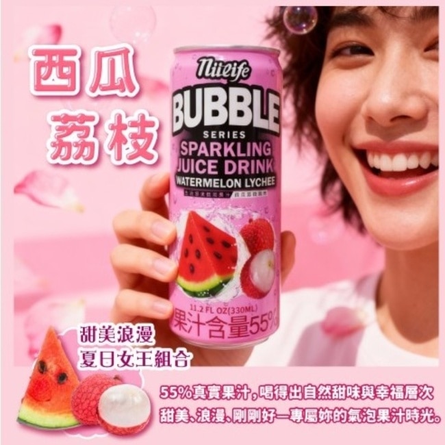 生活泡沫氣泡果汁西瓜荔枝風味330ml 12入-箱購 image