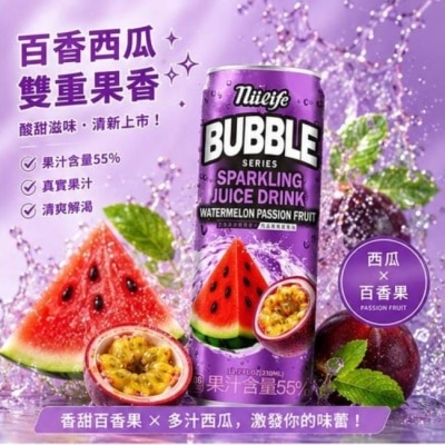 NULIFE生活 - 生活泡沫氣泡果汁西瓜百香果風味330ML 12入-箱購 image