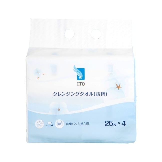 ITO日本伊藤-盒裝洗臉巾專用補充包(4入/袋; 25抽/入) image