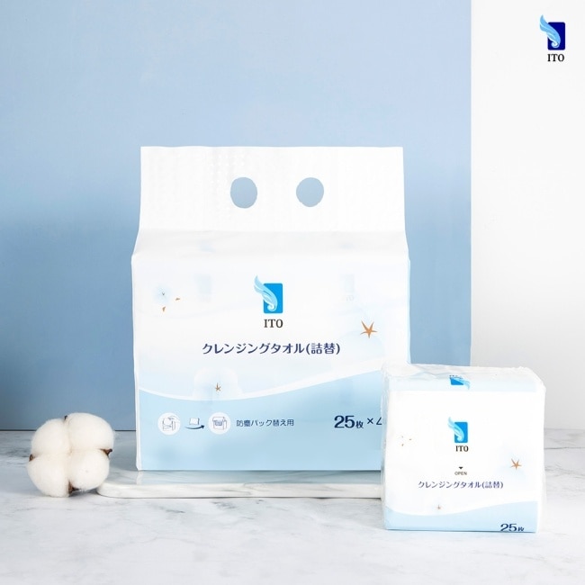 ITO日本伊藤-盒裝洗臉巾專用補充包(4入/袋; 25抽/入) image
