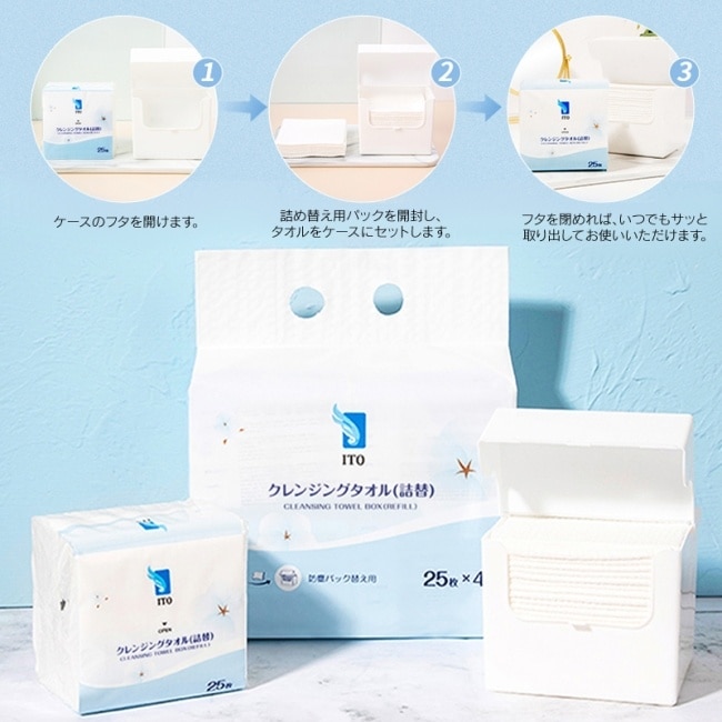 ITO日本伊藤-盒裝洗臉巾專用補充包(4入/袋; 25抽/入) image
