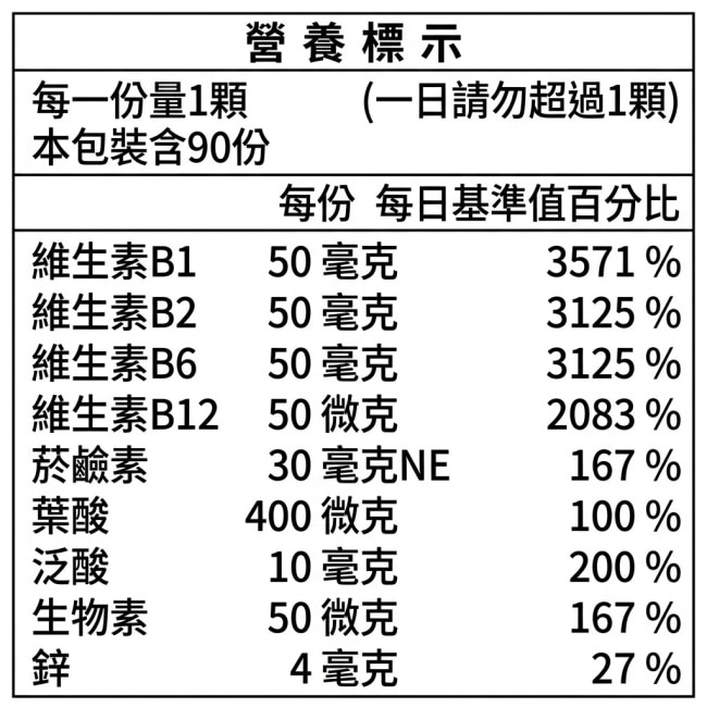 合斯康飛揚維他命B群緩釋錠90粒 image
