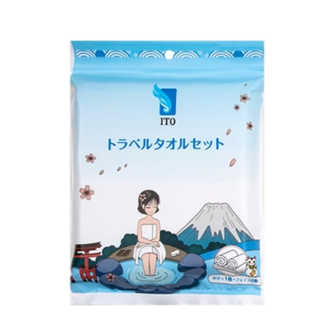 ITO日本伊藤-旅行浴巾套裝組(一條浴巾+二條毛巾) image