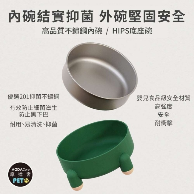 摩達客寵物 Q四腳防滑可分離不鏽鋼寵物碗 增高大容量飼料碗 貓狗通用 image