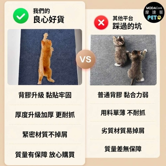 摩達客 貓咪黏貼牆式貓抓墊 白色60cm 兩入組 貼牆 貼門 貼家具 隨處可貼附背膠 可剪裁 不易殘膠 不易傷牆 image