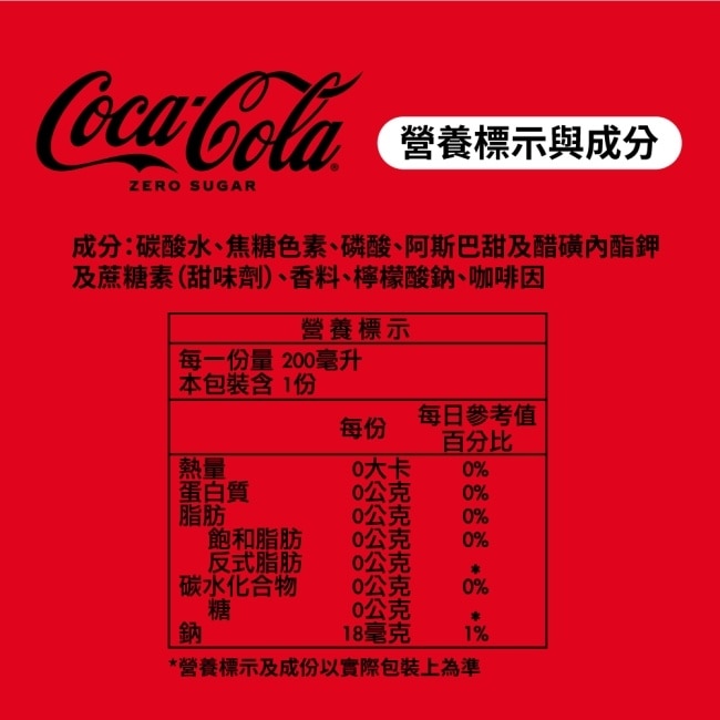 【Coca Cola 可口可樂ZERO SUGAR】無糖零卡迷你罐200ml image