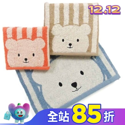 Miine 條紋彩色熊浴巾【顏色隨機出貨】