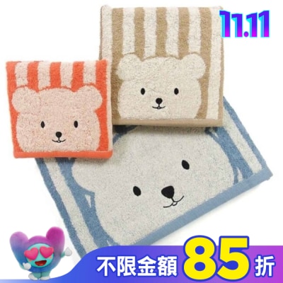 Miine 條紋彩色熊浴巾【顏色隨機出貨】