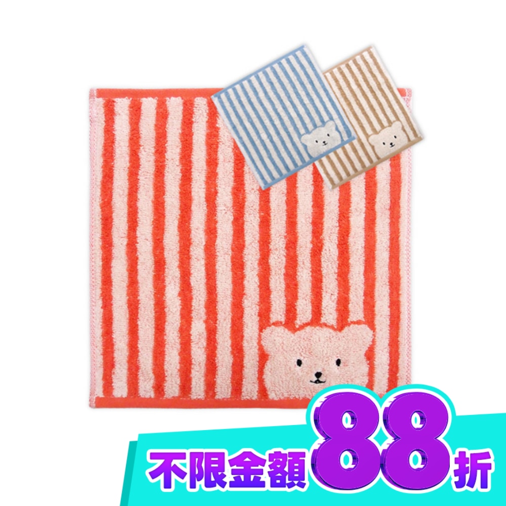條紋彩色熊小方巾【顏色隨機出貨】 image