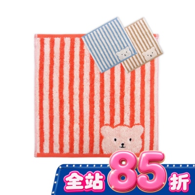 Miine 條紋彩色熊小方巾【顏色隨機出貨】 image