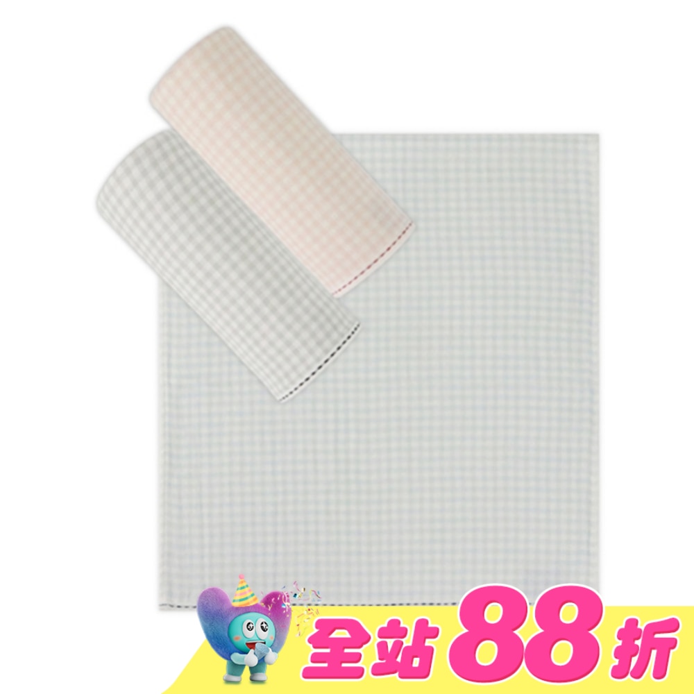 方格紗布手巾【顏色隨機出貨】