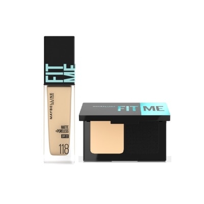 Maybelline 媚比琳 媚比琳 FIT ME零瑕美肌組 (粉底液#118+嫩粉餅#118)
