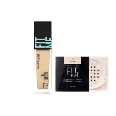Maybelline 媚比琳 媚比琳 FIT ME反孔特霧粉底液 118+空氣絲絨蜜粉 05透明