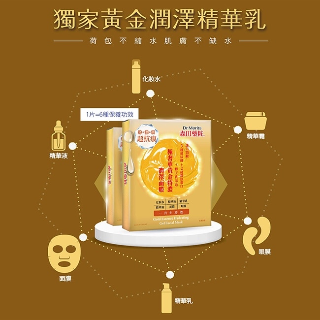 森田藥粧極奢華黃金特濃潤澤面膜4入*6