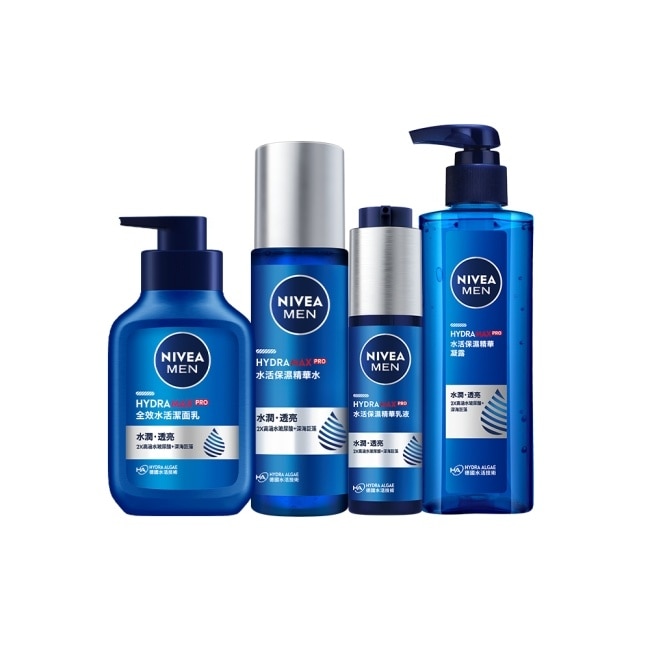 妮維雅男士水活保濕清潔保養組(水活潔面乳150ml+保濕精華凝露150ml+保濕精華乳液50ml+保濕精華水150ml)