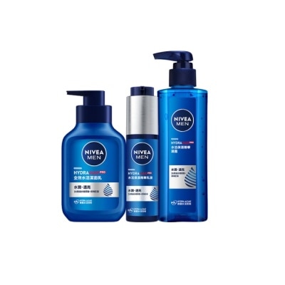 NIVEA 妮維雅 - 妮維雅男士水活保濕清潔保養組(水活潔面乳150ml+保濕精華凝露150ml+保濕精華乳液50ml)