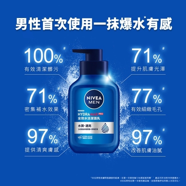 妮維雅男士水活保濕清潔保養組(水活潔面乳150ml+保濕精華凝露150ml+保濕精華乳液50ml) image