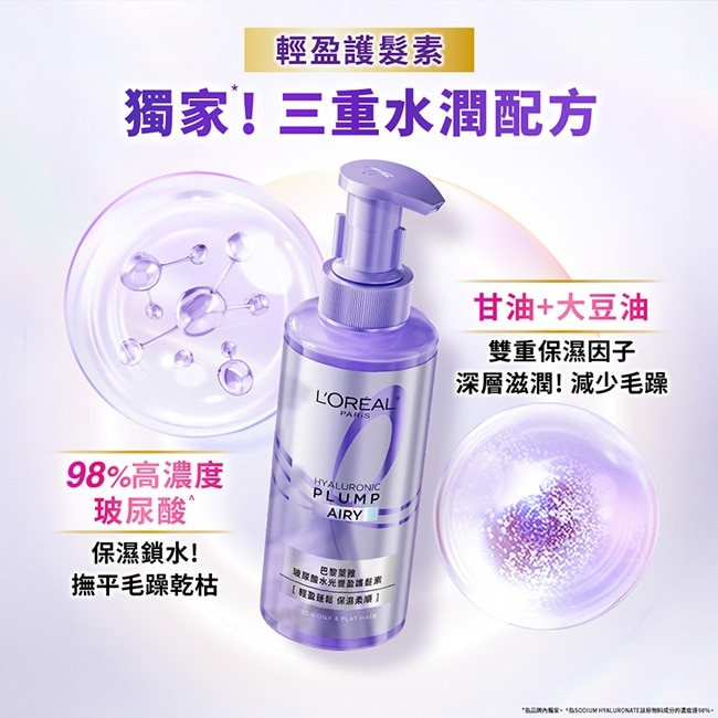 巴黎萊雅玻尿酸水光豐盈護髮素 440ml*3 image