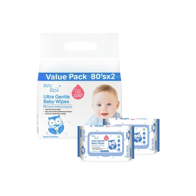 BZU BZU 嬰兒超柔純水濕巾80抽2包*12組-箱購
