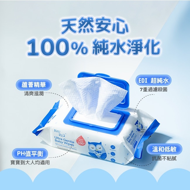 BZU BZU 嬰兒超柔純水濕巾80抽2包*12組-箱購