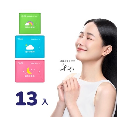 愛康icon 愛康透芯涼感棉13入組(日用*5包+夜用*5包+護墊*3包)