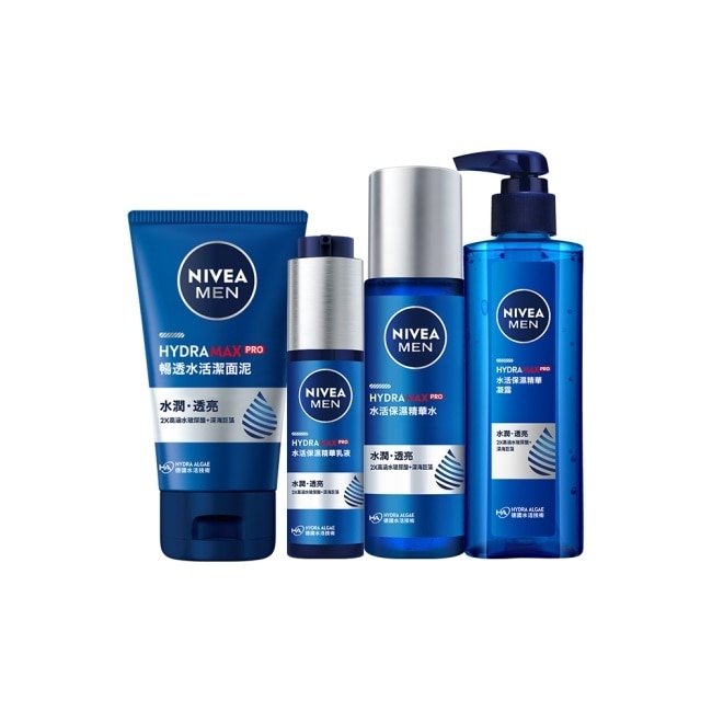 妮維雅男士水活四件組(乳液50ml+水150ml+凝露+150ml+潔面泥100g)