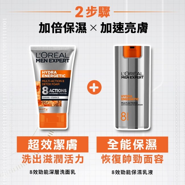 萊雅男士8效勁能保養+清潔組(8效乳液50ml*2 + 洗面乳100ml*1)