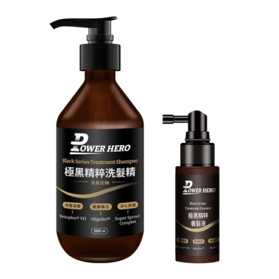 POWERHERO 【PowerHero】極黑精粹養髮液60ml+極黑精粹洗髮精500ml