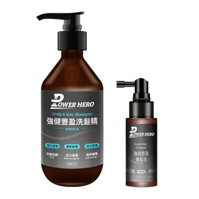 POWERHERO 【PowerHero】強健豐盈養髮液60ml+強健豐盈洗髮精500ml