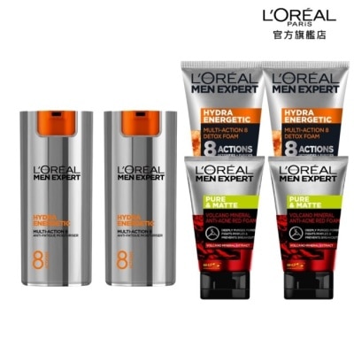 LOREALPARISSKINCARE 巴黎萊雅型男必備保養清潔組(乳液*2+洗面乳*4)