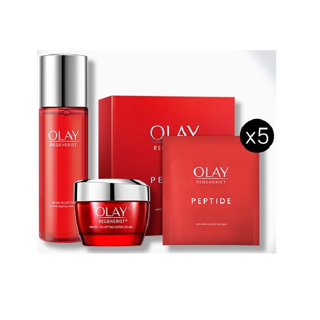 Olay 【Olay 胜肽大紅瓶-緊緻超值組】護膚霜50g+精華水150ml+抗皺面膜5片